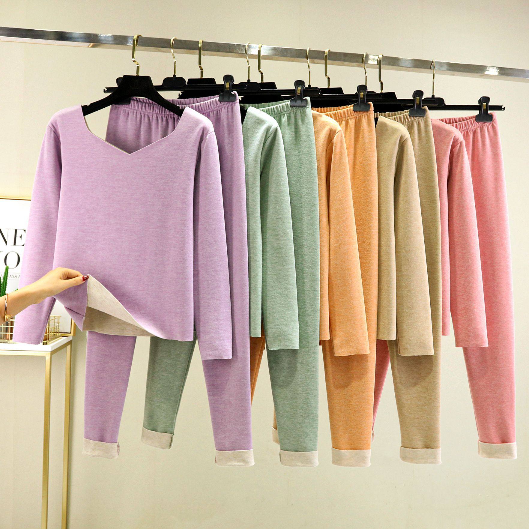 德绒套装无痕条纹打底海军修身保暖内衣线衣线裤大码秋衣秋裤已售0