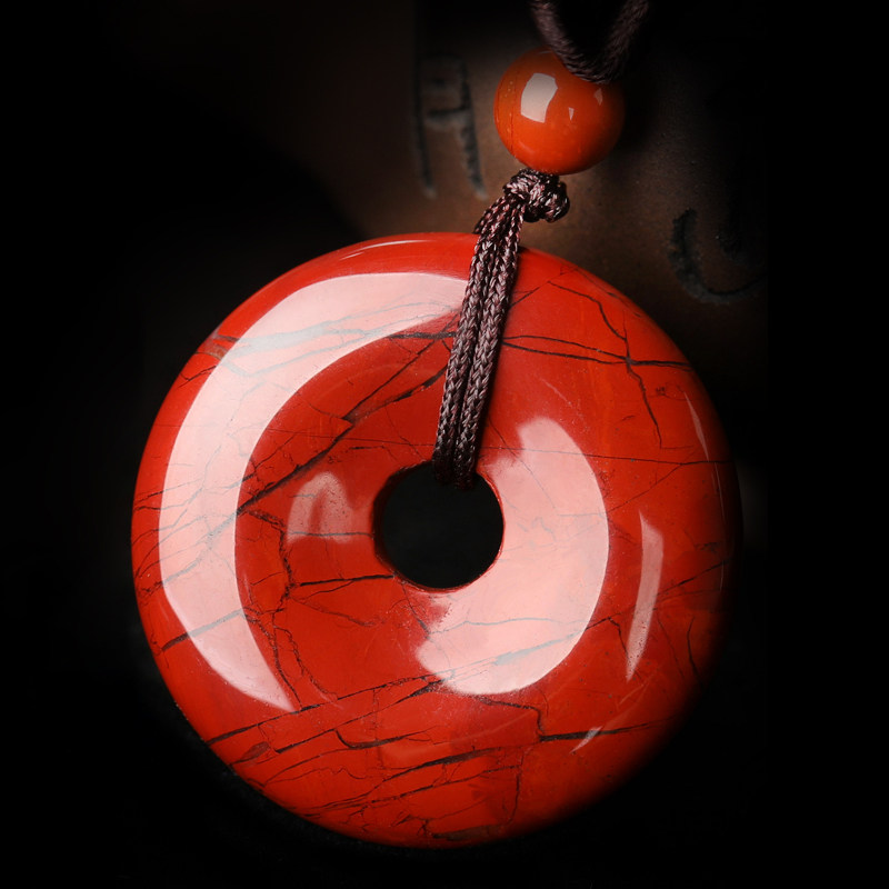 红竹石平安扣石碑吊坠红蚕石影子石饰品男女士吉祥物生日节日礼物