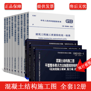 正版常用土建房建建筑工程质量验收规范+16G101-1-2-3图集 混凝土结构施工图 全套12册50204 50300 建筑工程施工质量验收规范标准