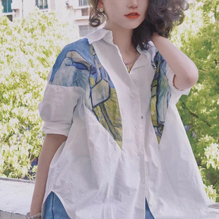 GG。maje dvawn轻奢高级感短袖衬衫女设计感小众短款慵懒风泡泡袖
