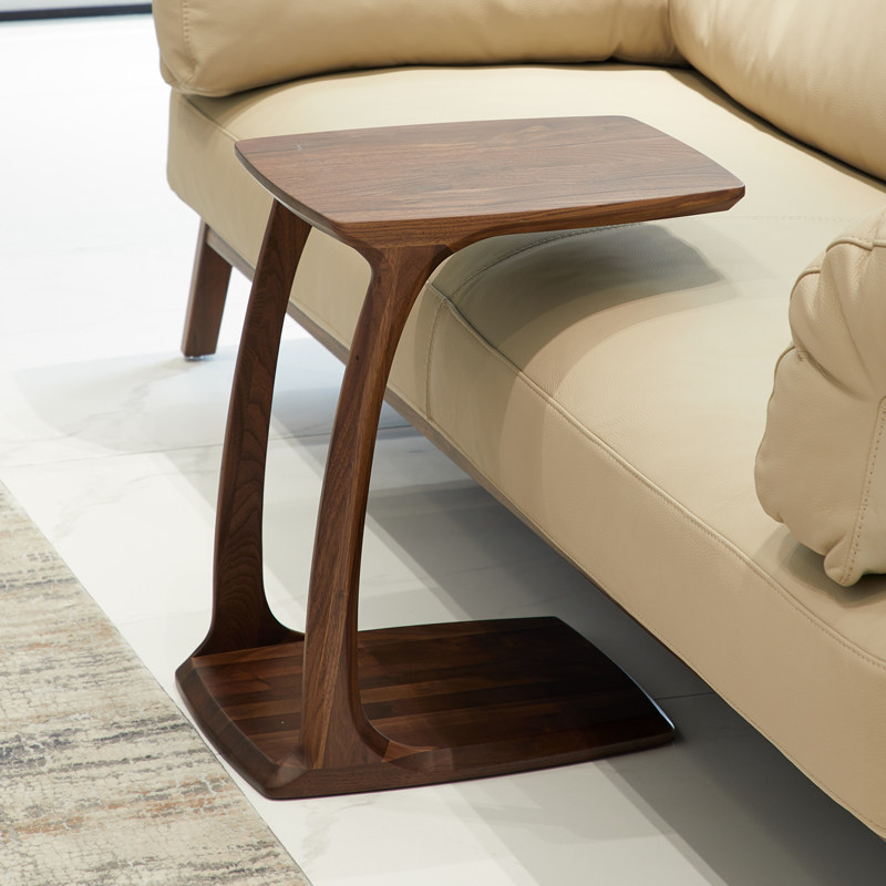 意式实木沙发边几小茶几北美黑胡桃木小角几边桌沙发角几小桌子