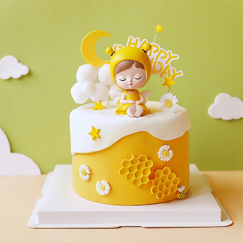 烘焙蛋糕装饰创意卡通可爱蜜语摇头娃娃蛋糕摆件儿童主题蛋糕装扮