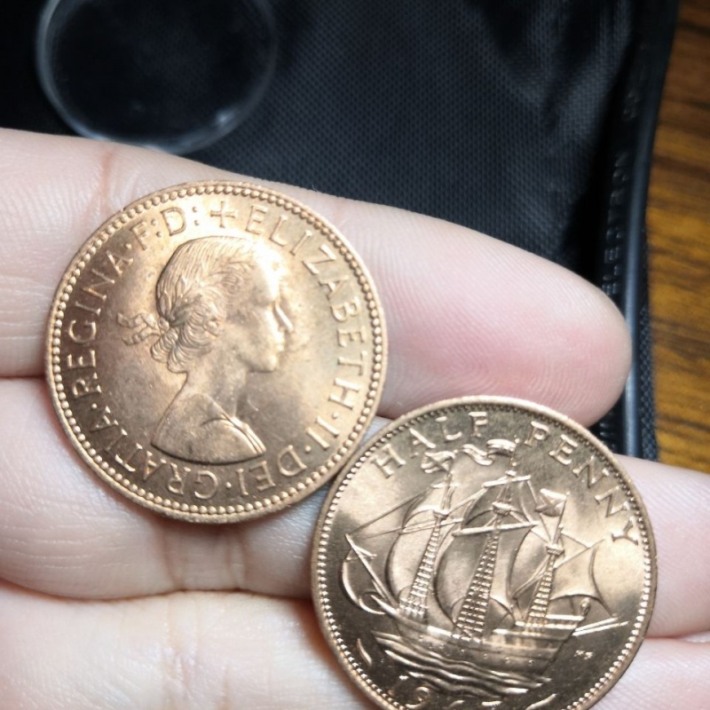 255mm英国1967金鹿帆船铜币纪念币硬币摆件
