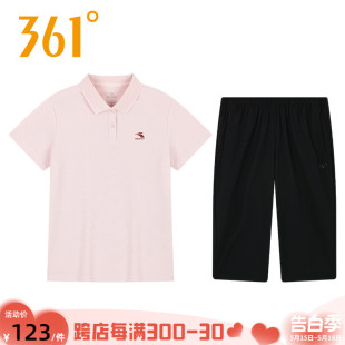 361运动套装女短袖翻领polo衫七分裤2024夏季新款速干T恤宽松健身