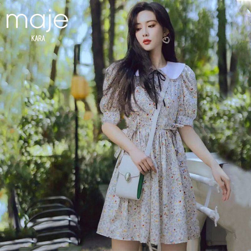 majekara白色无袖连衣裙女2022年流行新款赫本风法式初恋晚礼服