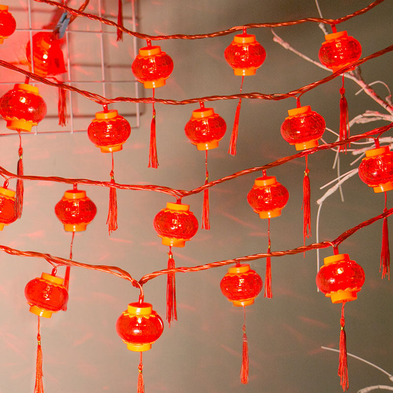 钱康小圆红灯笼抖音春节日结婚庆新年户外装饰布置彩灯串灯流苏