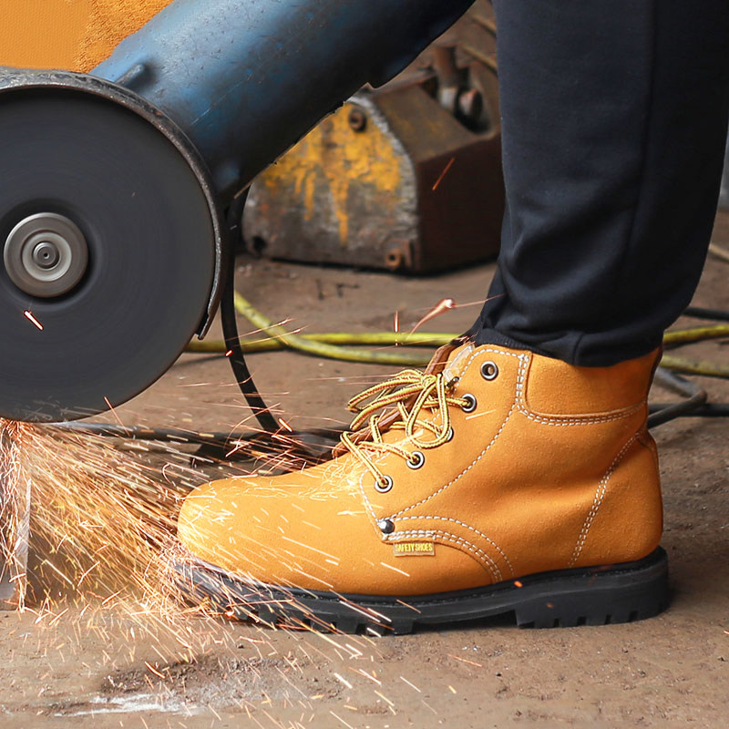冬季高帮劳保鞋男防砸防刺穿焊工鞋工作固特异耐磨牛皮钢包头安全