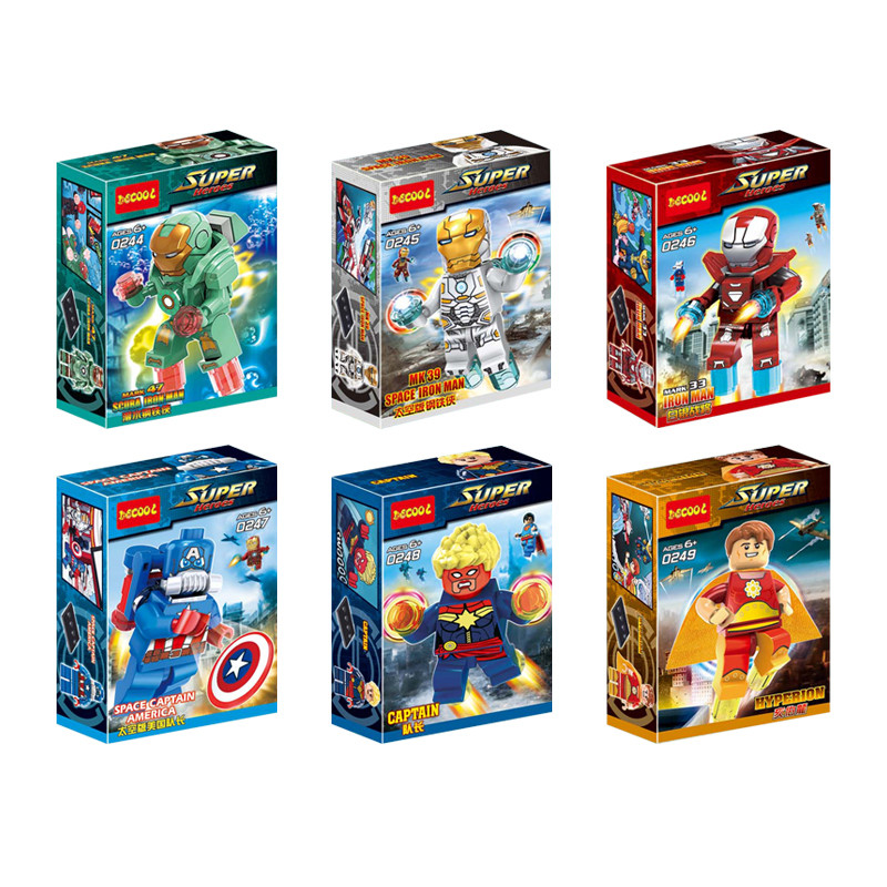 兼容乐高积木漫威英雄人仔钢铁侠拼装mk33白银战将惊奇队长玩具