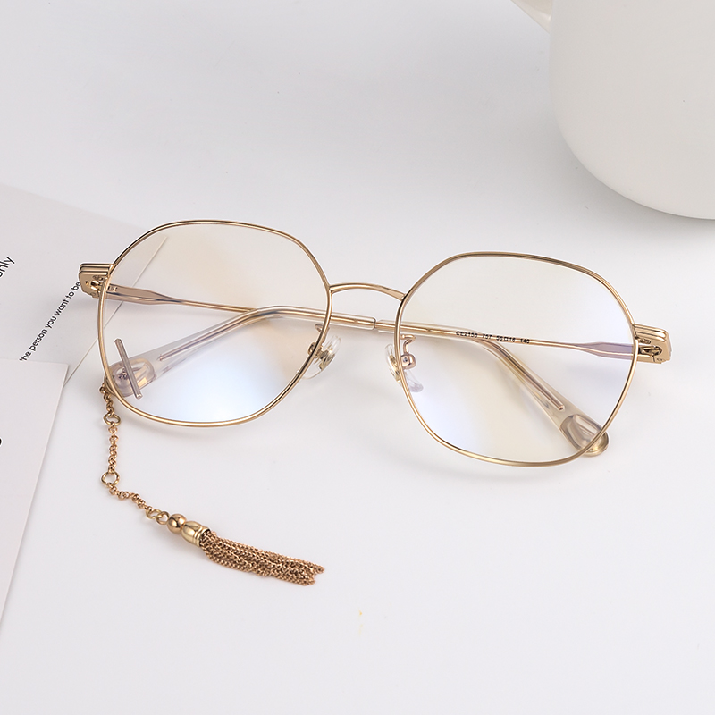 六边形眼镜女大框显脸小网红流苏韩版潮防蓝光辐射眼镜框可配近视