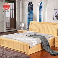 现代简约全松木床1.5m 1.8米实木床儿童环保高箱气压储物双人婚床