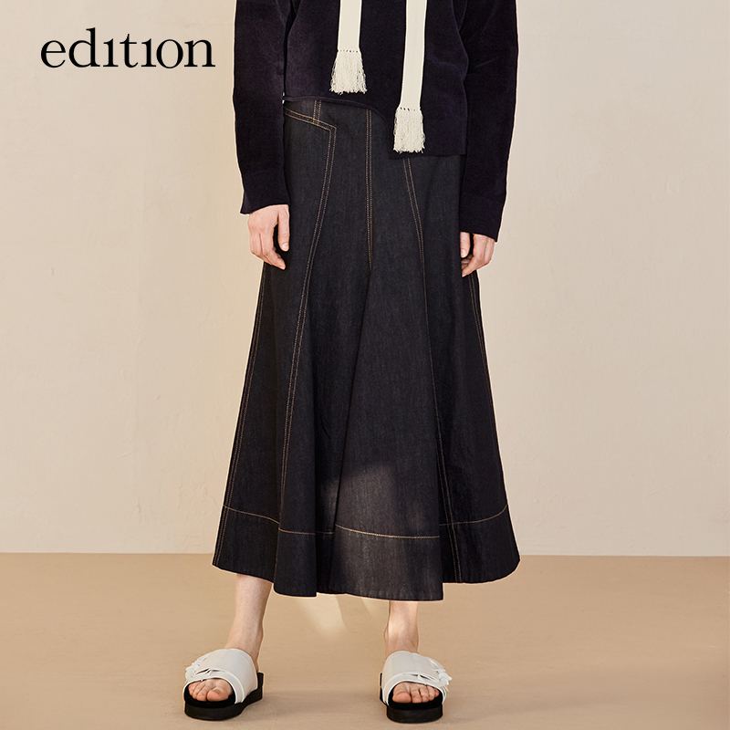 edition鱼尾摆牛仔半裙春中长款高腰拼接开衩EA181SKT402 moco|msdalam kategori Butik wanita / wanita, skirt - dari Buy2taobao.com untuk memberikan perkhidmatan ejen Taobao profesional membeli
