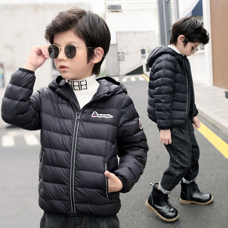 男童羽绒服薄款2021新款儿童外套中大童轻薄冬装冬季超薄10-12岁