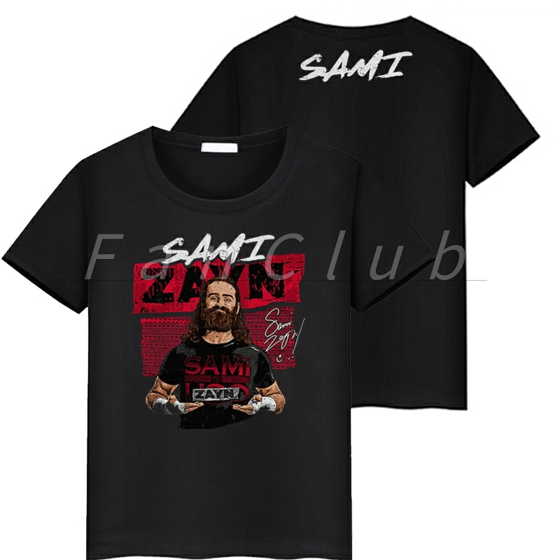 萨米扎恩Sami Zayn摔角印花短袖夏季宽松休闲圆领T恤男女同款上衣