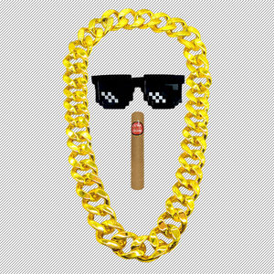 网红大金链子土豪男粗假金塑料金项链嘻哈仿真假黄金大道具装饰品