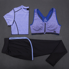 春夏瑜伽服套装女假两件裤显瘦三件套运动健身房跑步服文胸速干衣