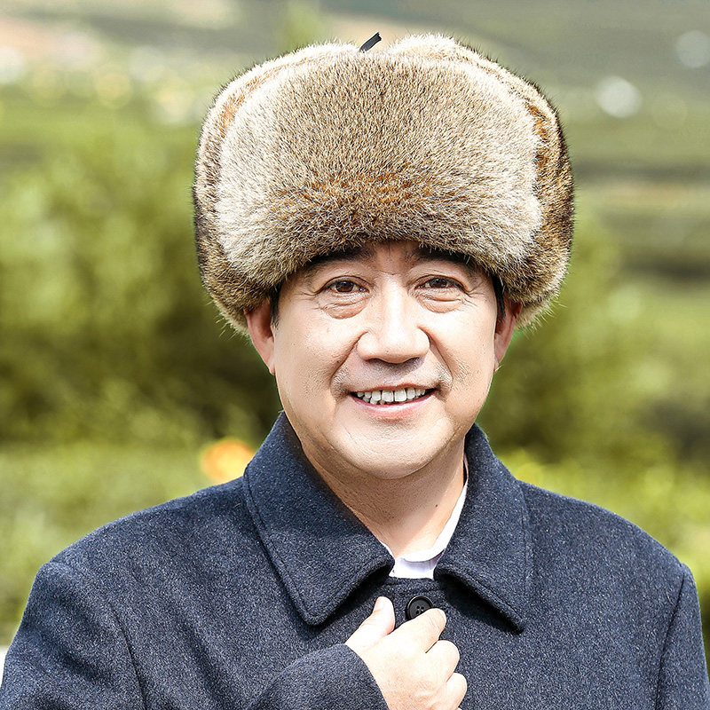 中老年人皮草帽子男士冬季户外兔毛保暖雷锋帽老头父亲东北帽新款