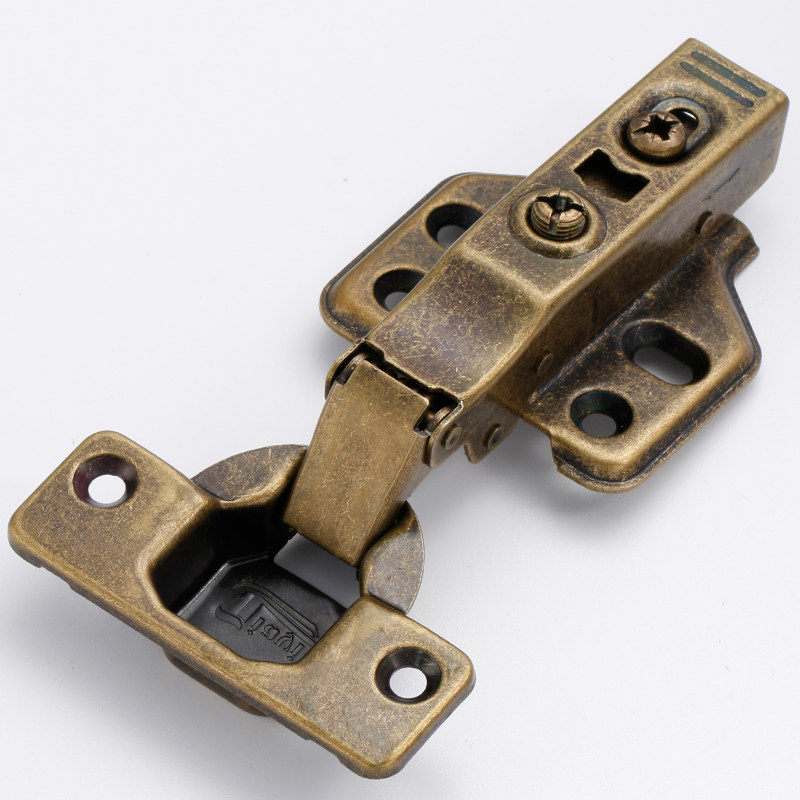 古铜衣柜门大弯中弯铰链青古铜液压全盖橱柜阻尼缓冲静音合页仿古