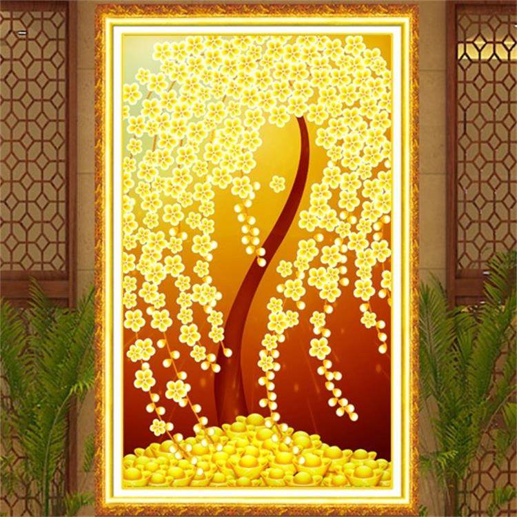 5d满钻石diy手工贴画客厅玄关卧室挂画2021年新款摇钱树元宝树