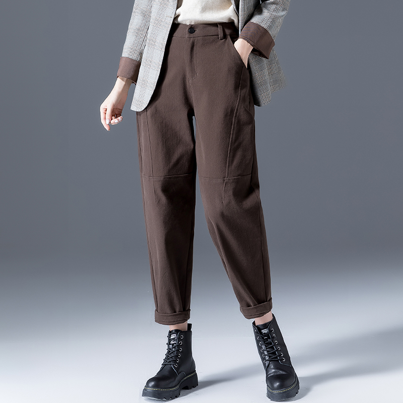 九分萝卜裤女春秋裤子新款秋冬加绒休闲大码女裤妈妈哈伦裤老爹裤