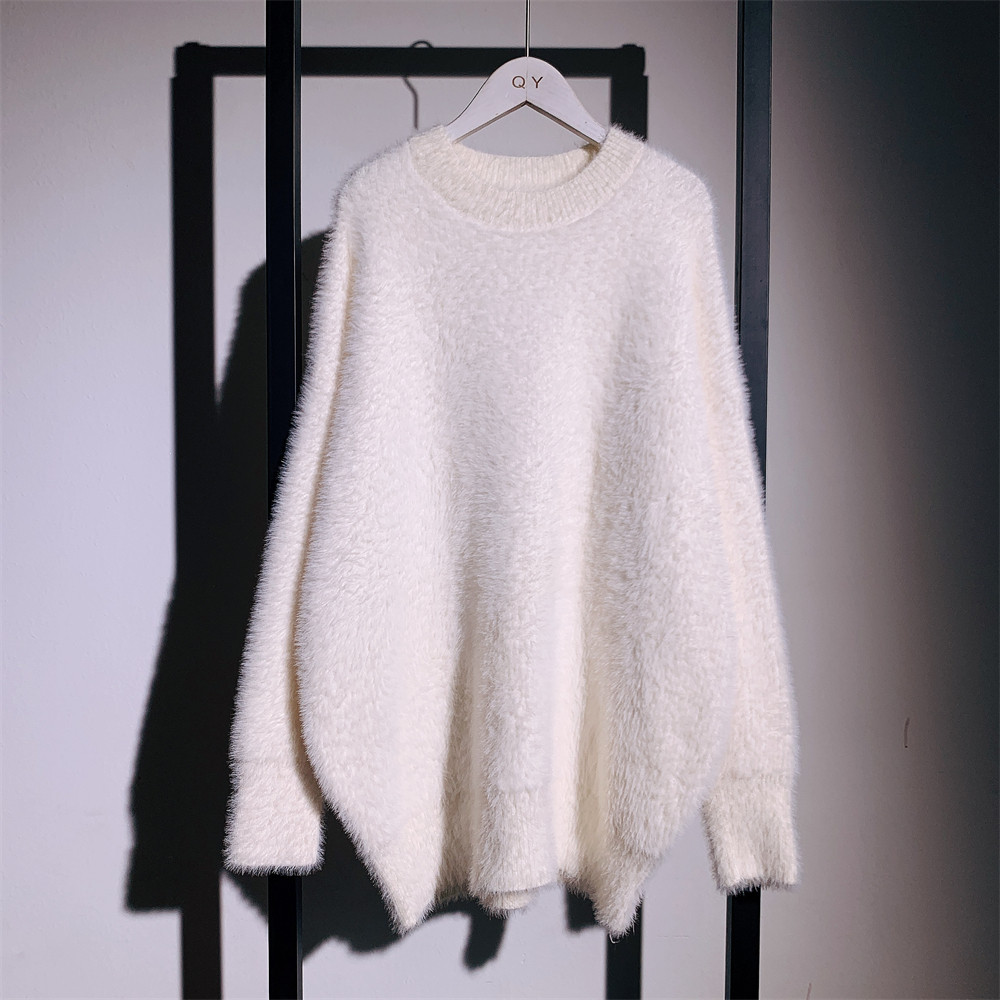 水貂绒慵懒风毛衣女宽松套头