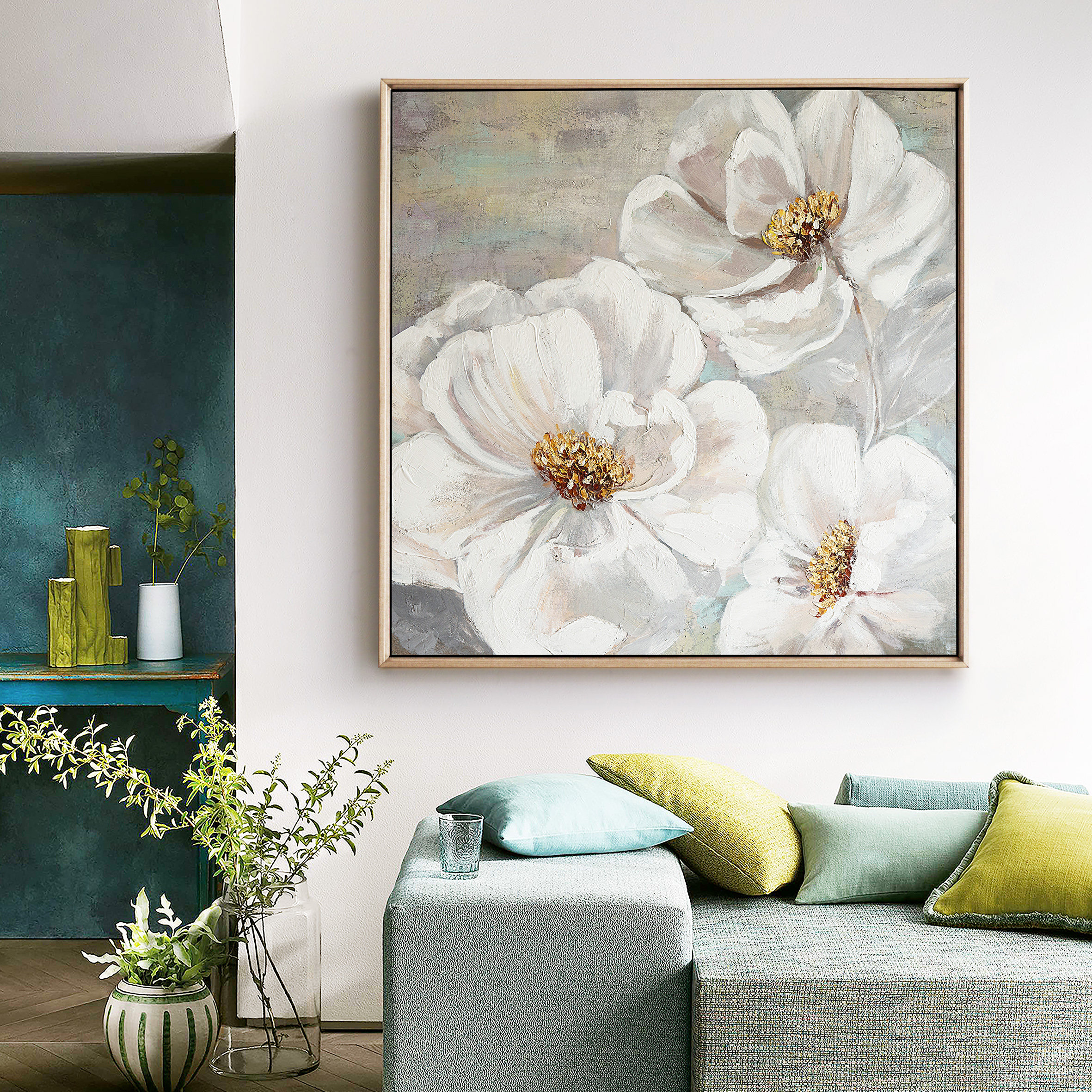 都多新中式纯手绘油画客厅餐厅卧室玄关花卉装饰画挂画墙面壁画