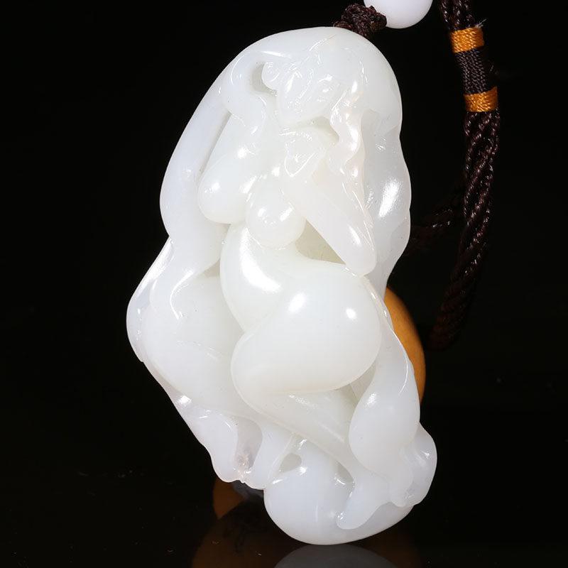 省级玉雕大师【段瑞生】123.288g【美女】和田玉 白玉 把件