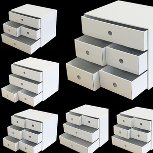 防水A4白卡纸质 桌面收纳盒 学生文件收纳整理盒 多层抽屉整理柜