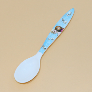 7英寸仿瓷密胺儿童勺子 耐摔塑料专用勺子 可爱调羹汤勺卡通匙勺