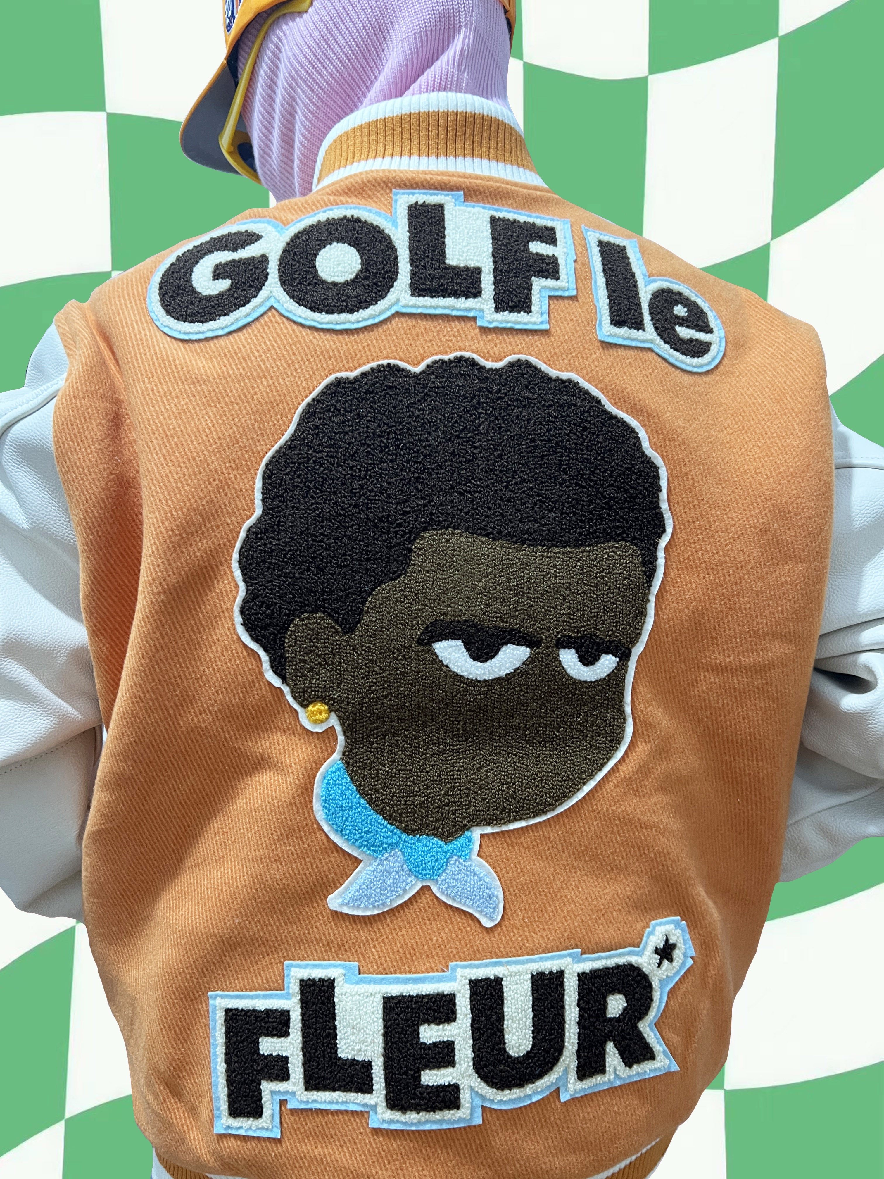golf le fleur golfwag小花tyler头像刺绣飞行夹克真皮美式棒球服