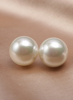 天然深海大珍珠超大欧美风复古耳钉