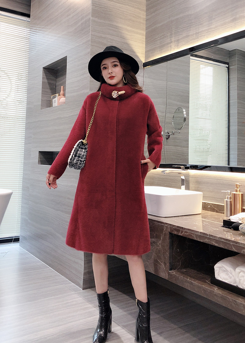 加厚黄金貂新年聚会送婆婆送妈妈水钻扣长款大衣气质宽松保暖