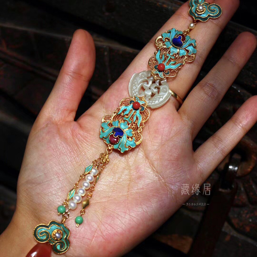 点翠挂件清宫宫廷如意压襟长款奢华项链坠纯项坠