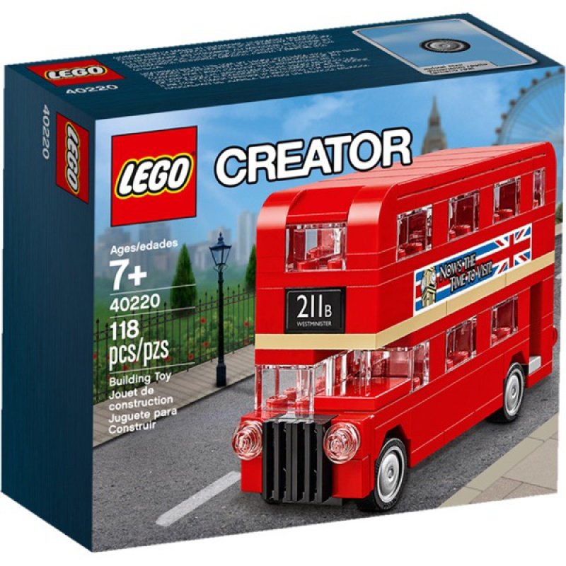 lego乐高积木方头仔系列40220伦敦双层巴士拼插玩具汽车模型