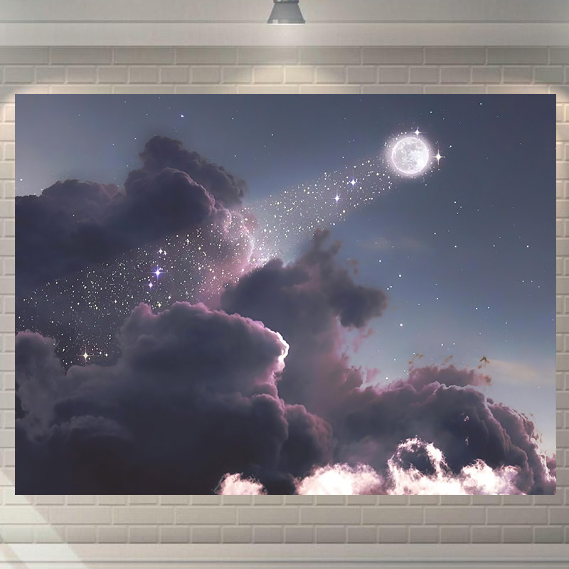 背景布网红云朵ins风挂布卧室床头画布宿舍墙布房间布置装饰挂毯