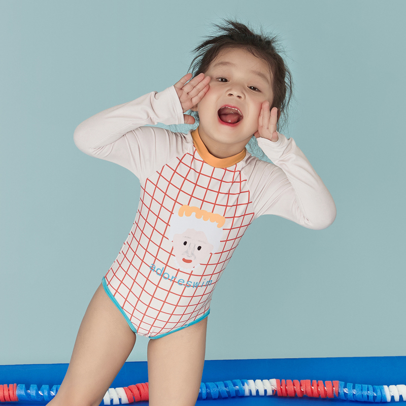 爱多尔女童泳衣小童2024新款夏儿童连体防晒泳装宝宝三角游泳衣