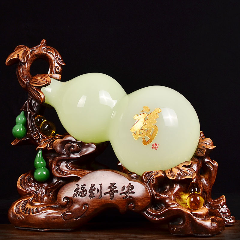招财琉璃玉石葫芦摆件家居玄关客厅酒柜装饰摆设乔迁新居开业礼品