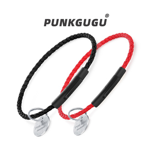 PUNKGUGU 2MM编织皮绳手链可穿黄金串珠转运珠半成品红色极细手绳