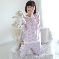 韩版新款孕妇春秋棉睡衣哺乳衣产后外出月子服外出哺乳喂奶套装