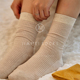 袜子女春秋全棉纯色中筒袜堆堆袜竖条纹理韩国原宿多色复古4双装