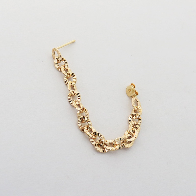 日韩流行韩国纯14k金黄金耳环 闪o链气质时尚k纯金耳环设计感耳线