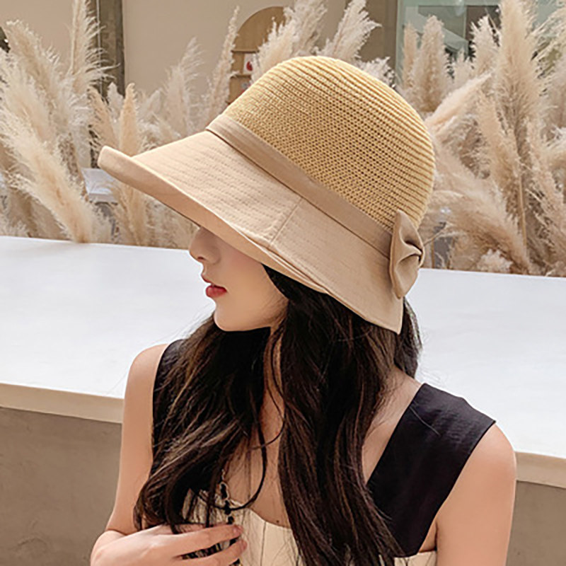 2021春夏新款时尚透气女凉帽针织遮阳帽户外休闲可折叠防晒太阳帽