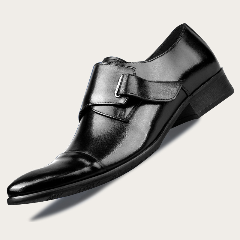 vqgt英伦男士尖头皮鞋真皮商务正装男鞋头层牛皮新郎结婚鞋男手工