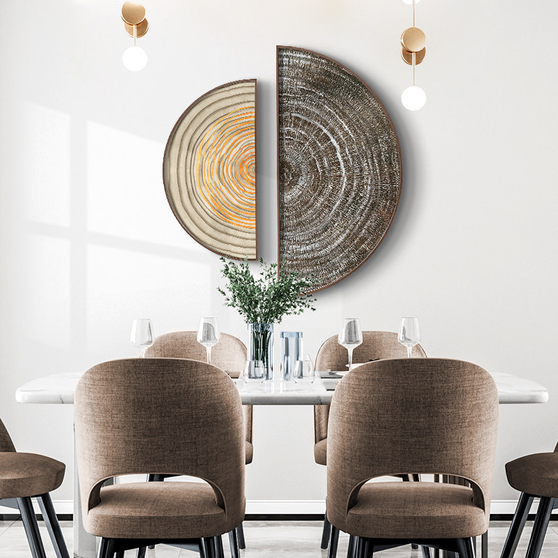 圈轮 现代简约餐厅装饰画抽象年轮挂画大地色系创意玄关墙面壁画