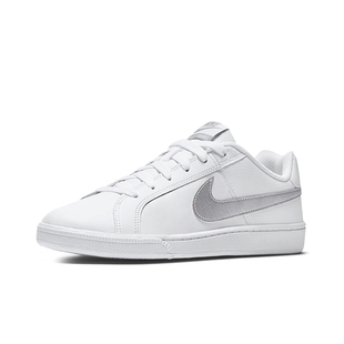 100 749867 休闲系带低帮平底运动滑板鞋 nike耐克白色银色百搭女鞋