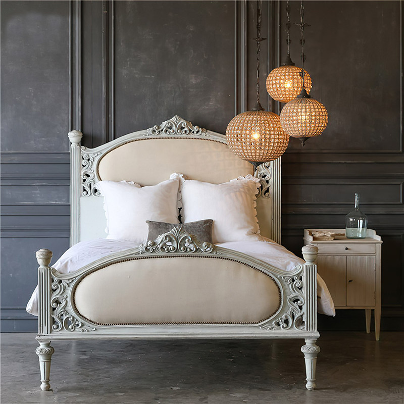 2米单人床欧式复古做旧床