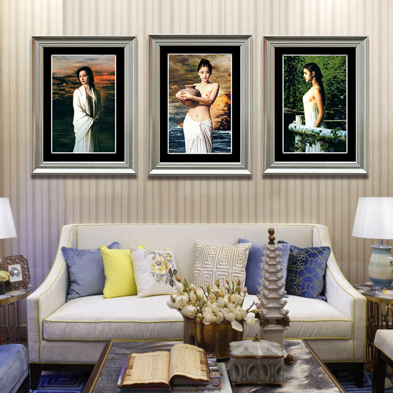 现代简约古典抱陶美女图名画人物裸体装饰画客厅卧室床头挂画壁画