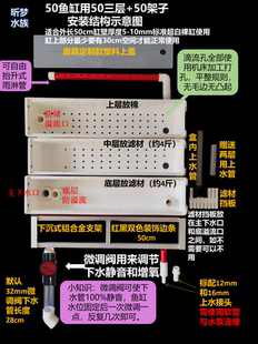 50鱼缸龟缸上滤干湿分离过滤盒周转箱滴流盒静音增氧上置水族过滤