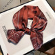 酒红色真丝丝巾春秋款洋气时尚100%桑蚕丝小长条百搭装饰韩国领巾