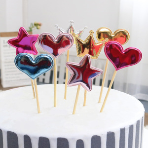 生日蛋糕插件装饰小星星五角星网红创意插牌配件心形爱心杯子插排