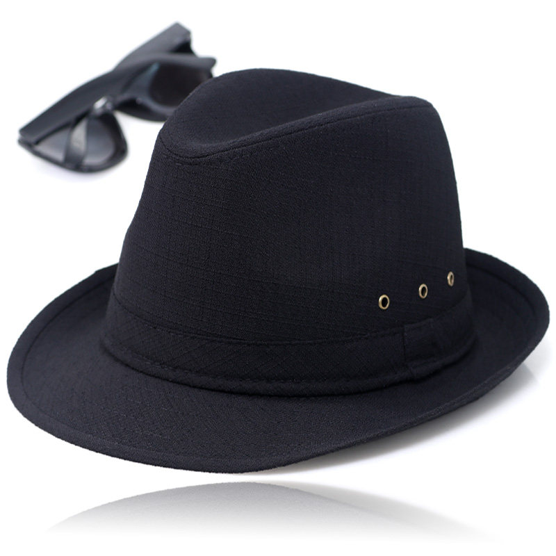 春秋天男士礼帽黑色薄款帽子男中老年爵士绅士短檐老年人夏天凉帽